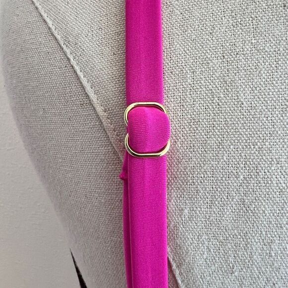 Kona Sol Color Block Bandeau Bikini Swimsuit Top Size Medium Burgundy and Pink - Picture 6 of 10